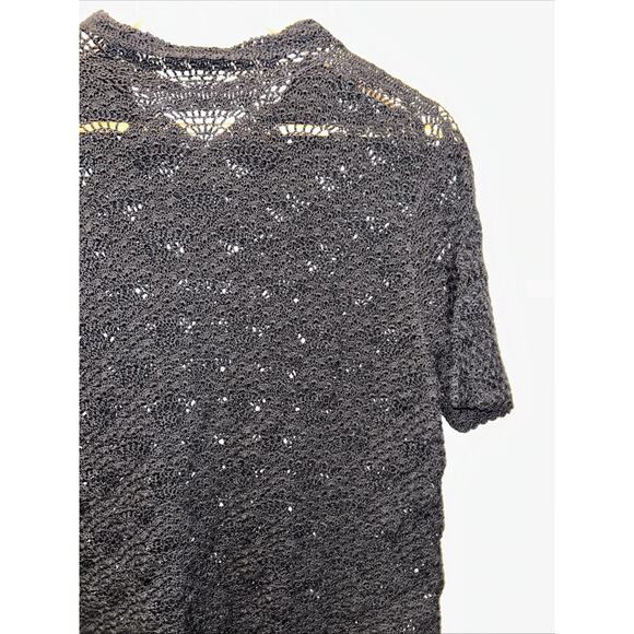 Black Crochet Knit Women's Medium Sweater Witchy Whimsigoth Oversized Goth - Picture 8 of 10